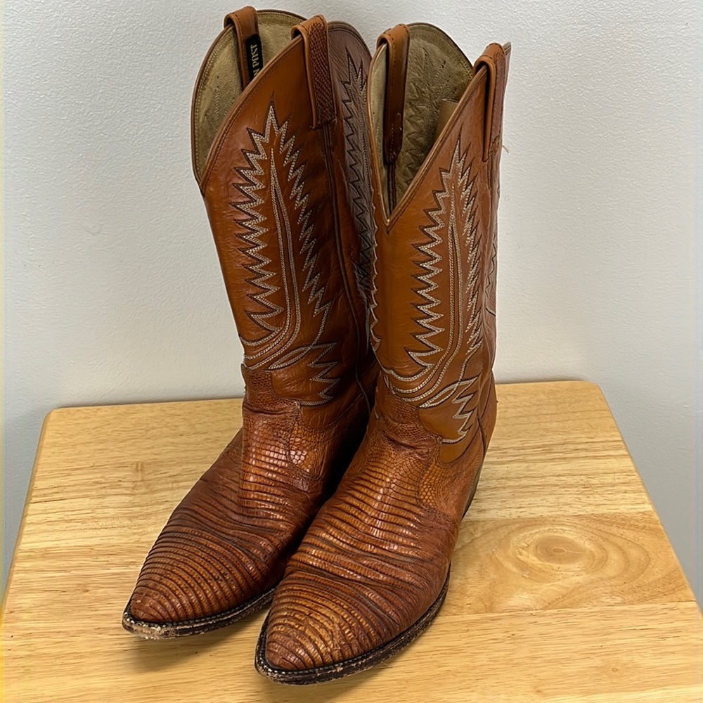 ⭐️Dan Post Boots Honey Gold-rust Lizard Skin- Cowboy cowgirl mens size 8